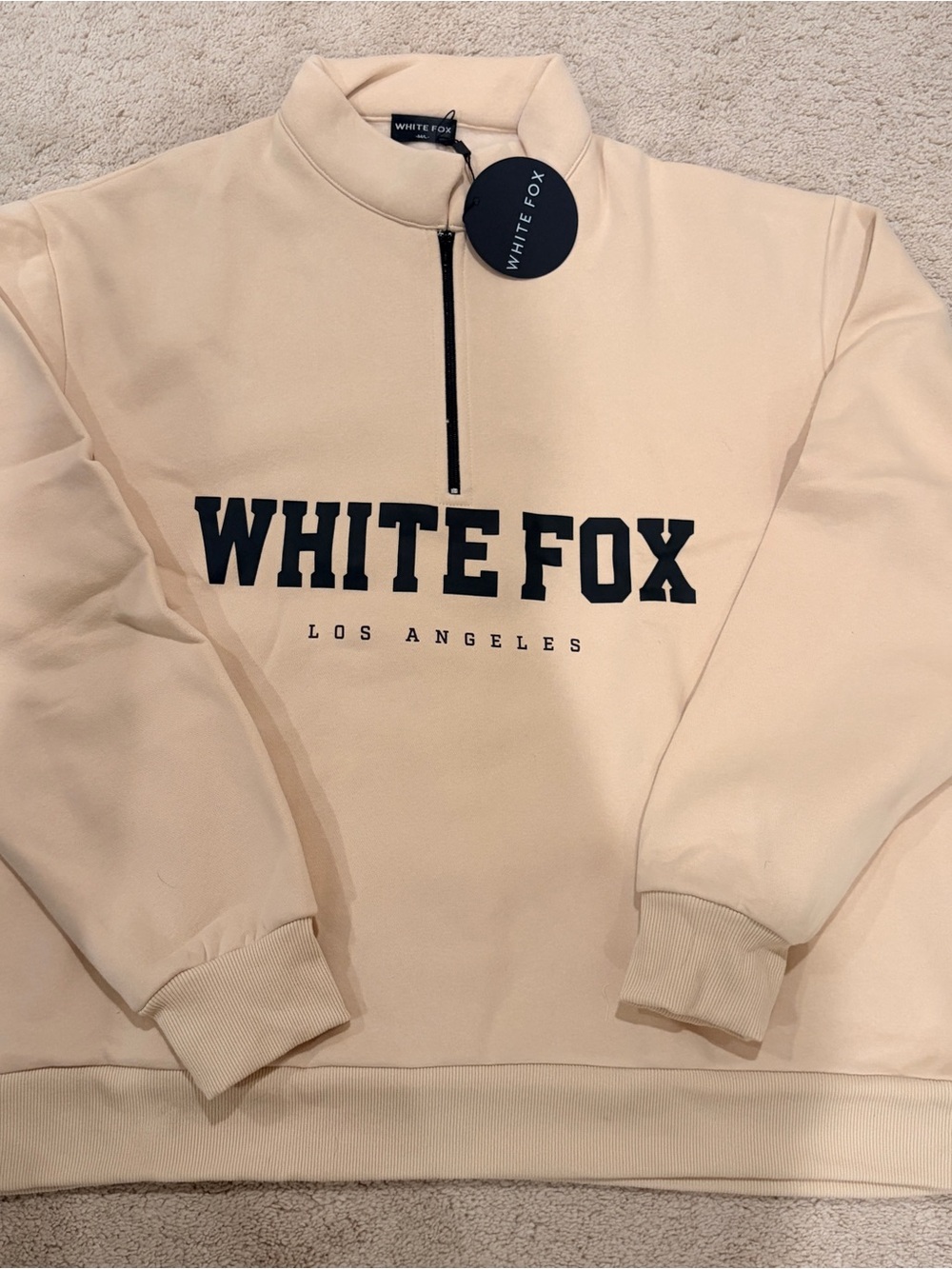 White Fox Cream Half-Zip Sweatshirt M/L